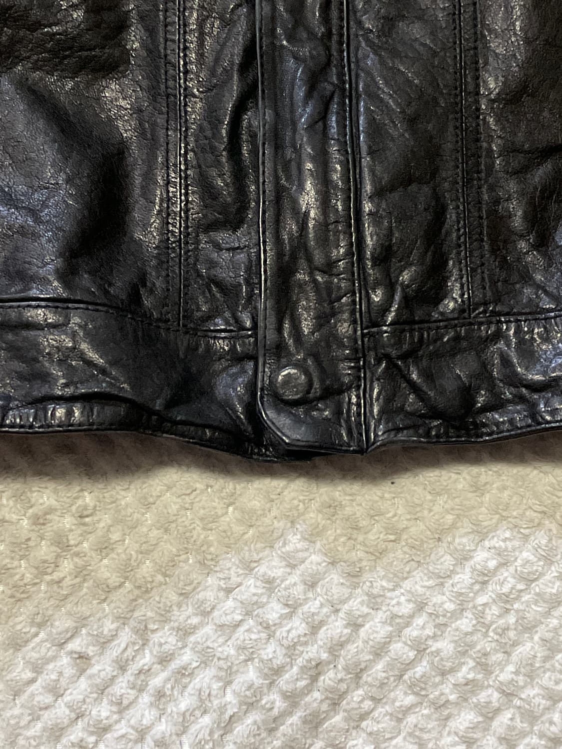 [48] 이테리 웨스턴 무드 램스킨 양가죽 절개 레더 자켓 상품이미지5