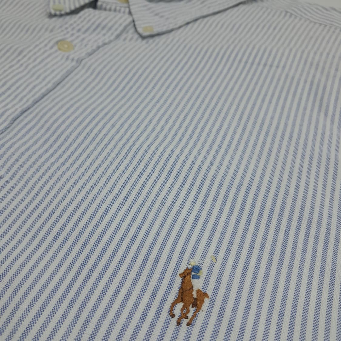 Co583 2XL Tall 폴로 랄프로렌 클래식블루 스트라이프 반팔 셔츠 상품이미지7