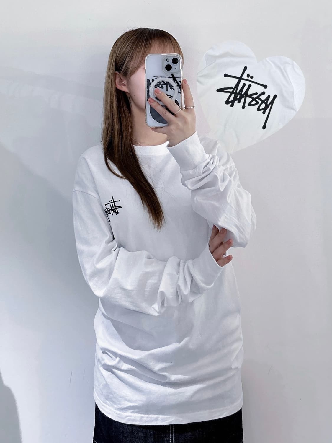 스투시 화이트 베이직 롱슬리브 상품이미지1