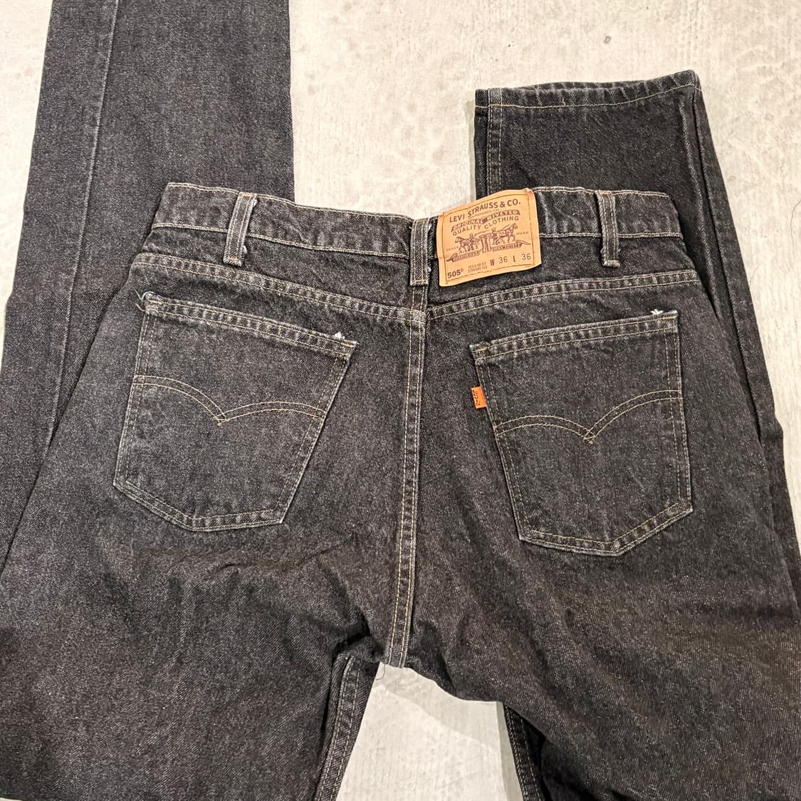 [36/36] 90s USA🇺🇸 리바이스 505 오렌지 탭 블랙 흑청 상품이미지6