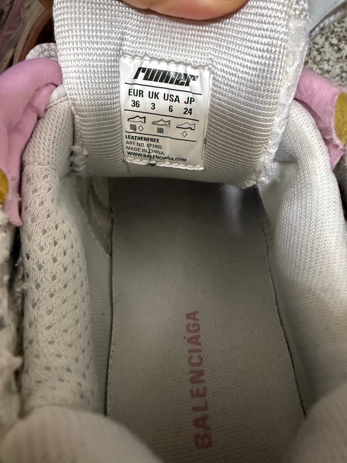 발렌시아가 뉴러너 스니커즈 핑크 화이트 36사이즈 상품이미지6