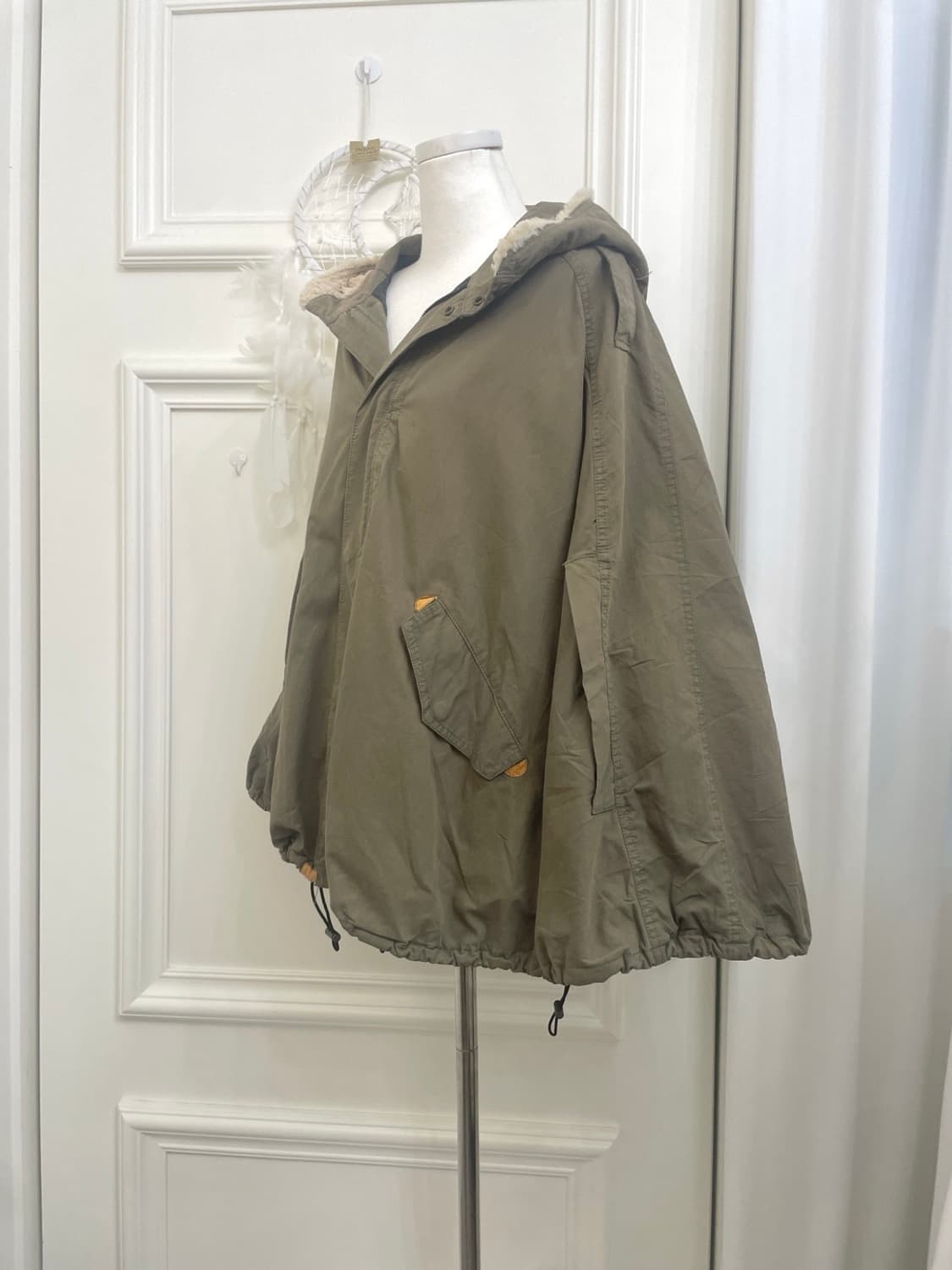 khaki pocket point hoodie cape outer 상품이미지2