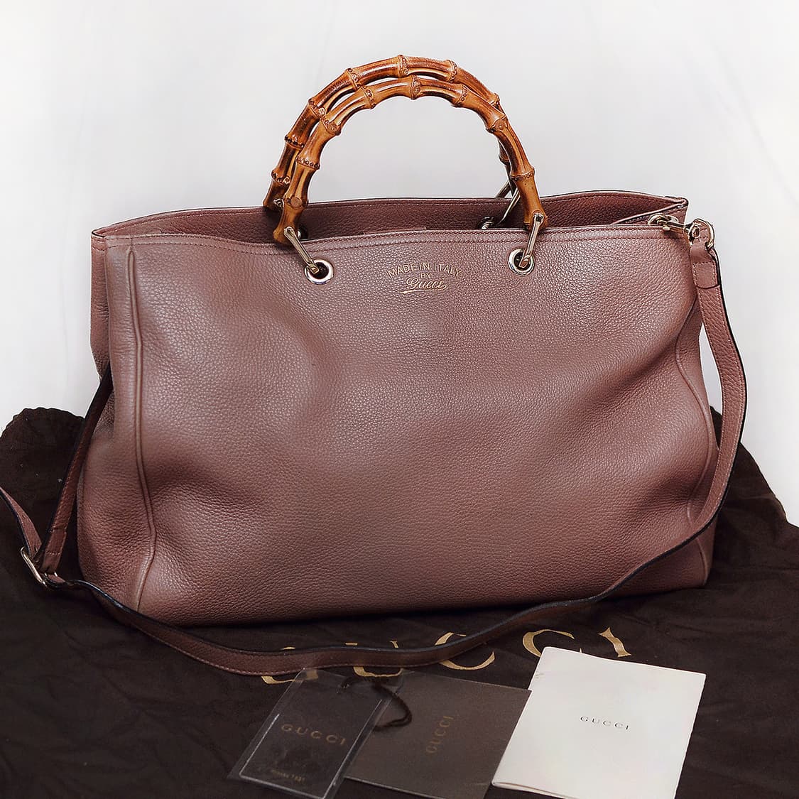 구찌 (GUCCI) 뱀부 핸들 페일핑크 토고가죽 빅토트 쇼퍼백 상품이미지1