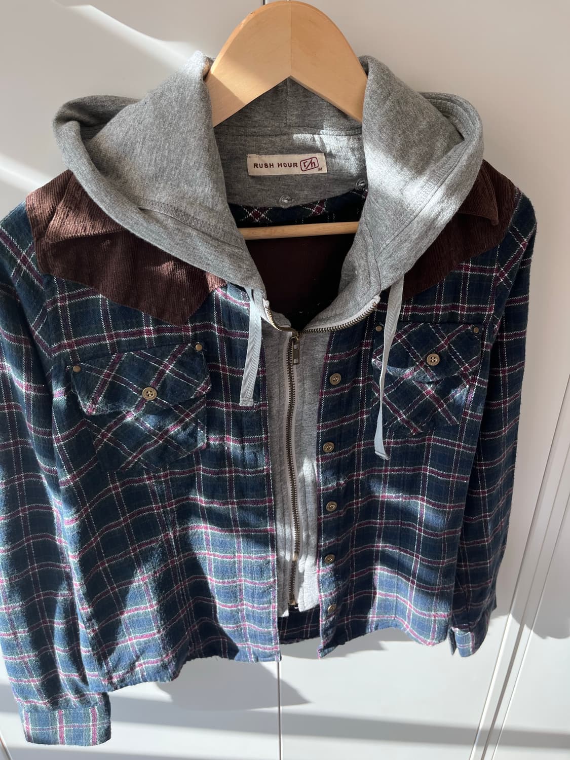 Rush hour 후드 레이어드 체크 남방 집업 상품이미지9