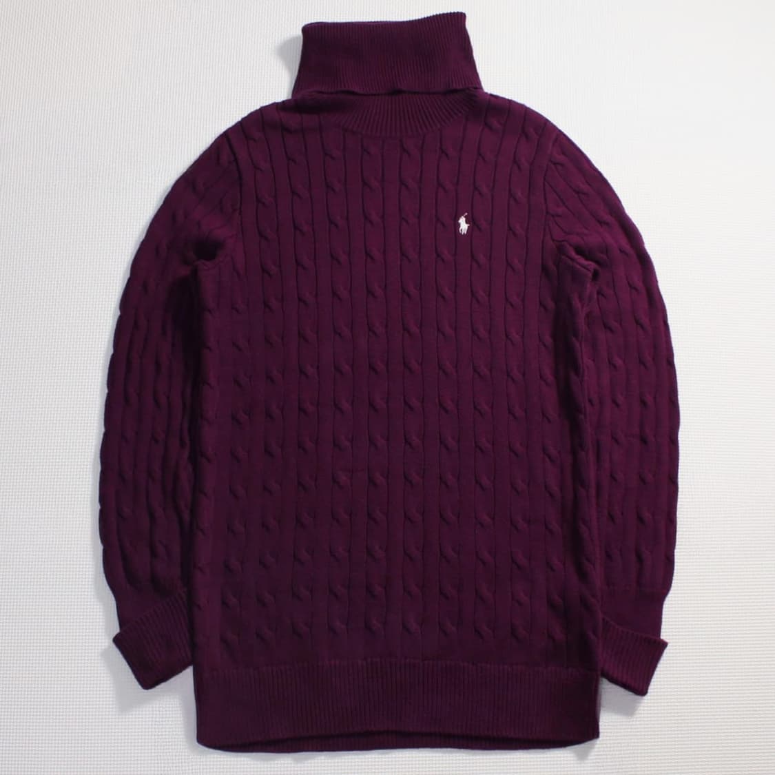 Polo 폴로 랄프로렌 스포츠 버건디 케이블 니트 터틀넥 스웨터 상품이미지1