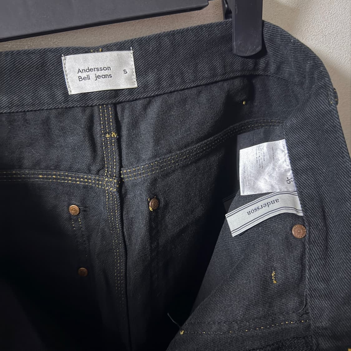 앤더슨벨 디테일 스티치 블랙 데님팬츠 S (여성 66정도) 상품이미지5