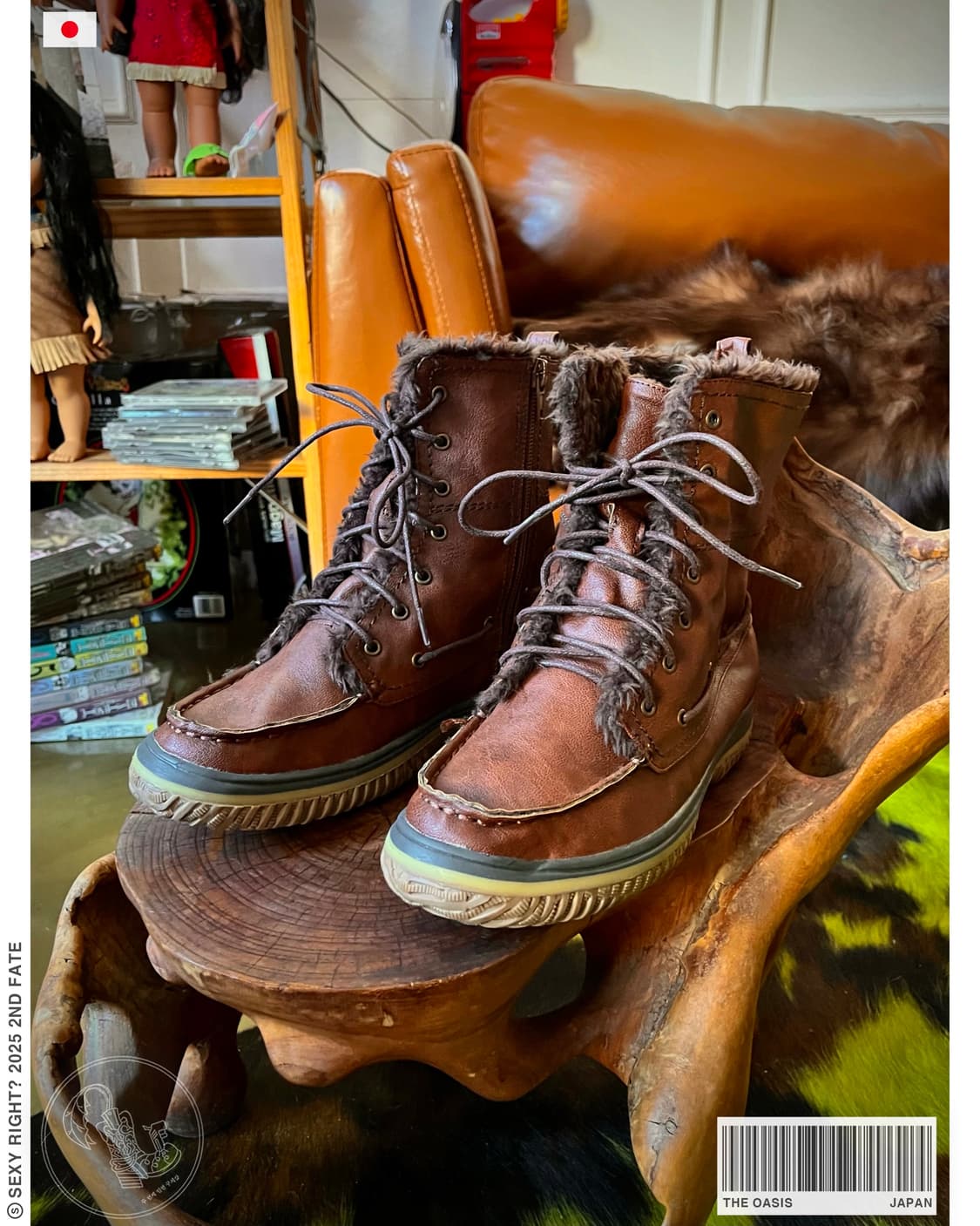 the oasis Japan Brown Leather Fur Worker 상품이미지1