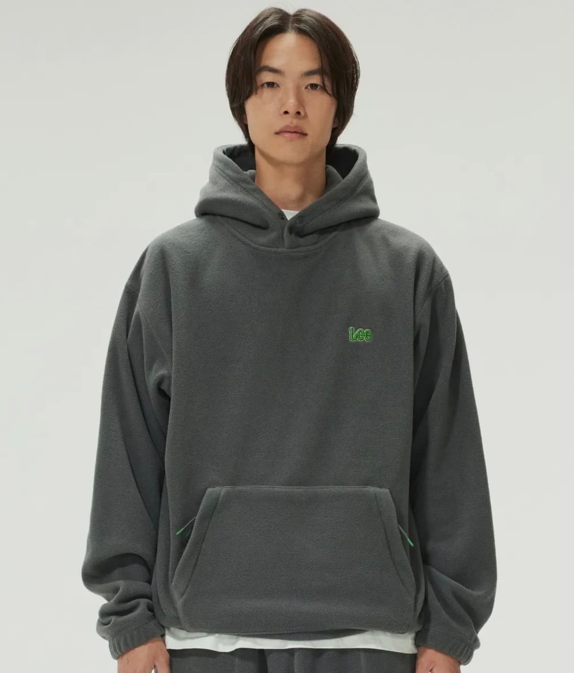 [새상품] M) Lee 리 스몰 트위치 플리스 후드티 차콜 상품이미지1