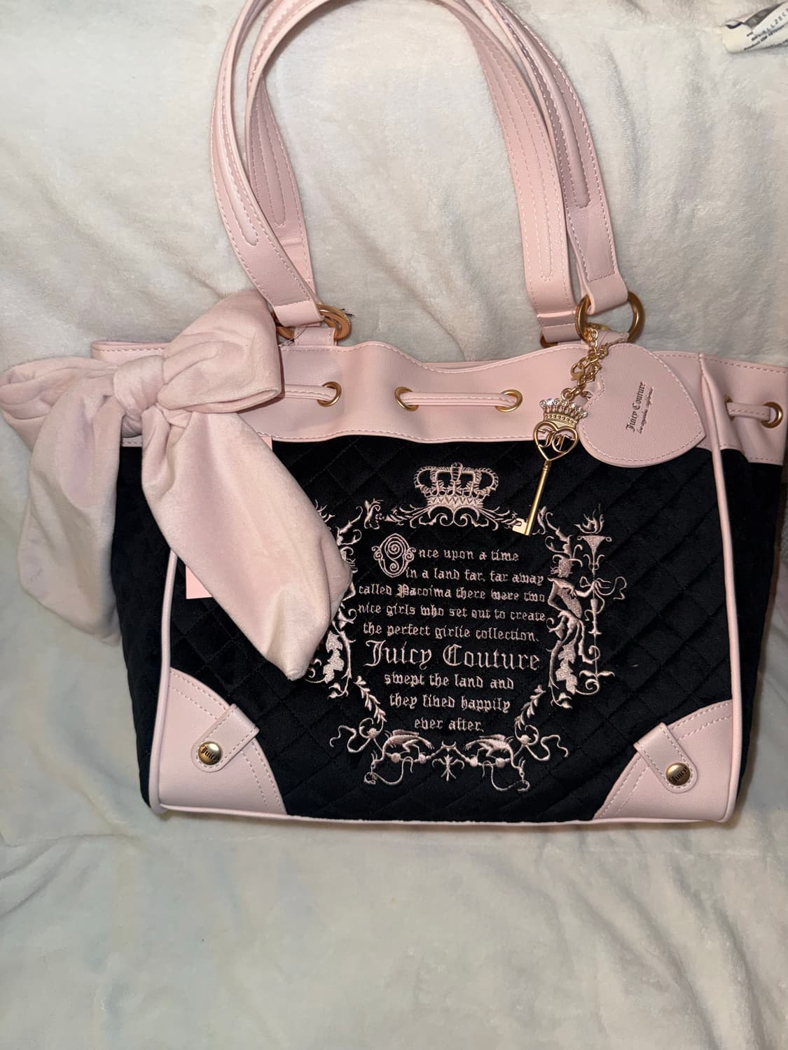 쥬시꾸뛰르 테일 데이드리머 토트백 빈티지 갸루 핑크 브라운 리본 챰 상품이미지1