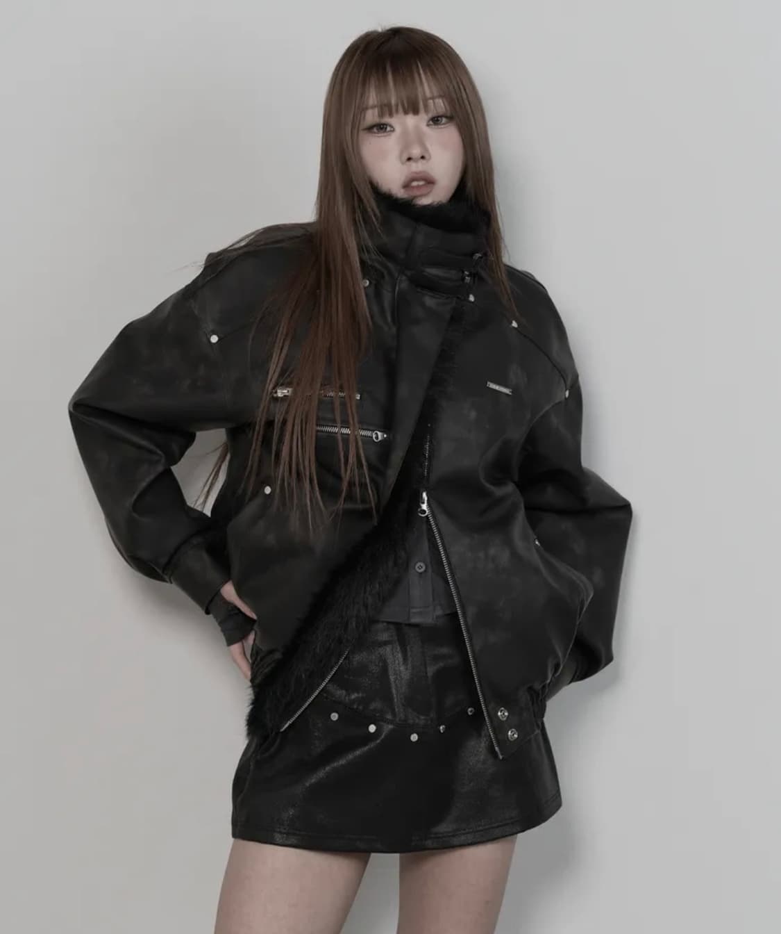 에트오소메 피그먼트 무스탕 퍼 점퍼 상품이미지1