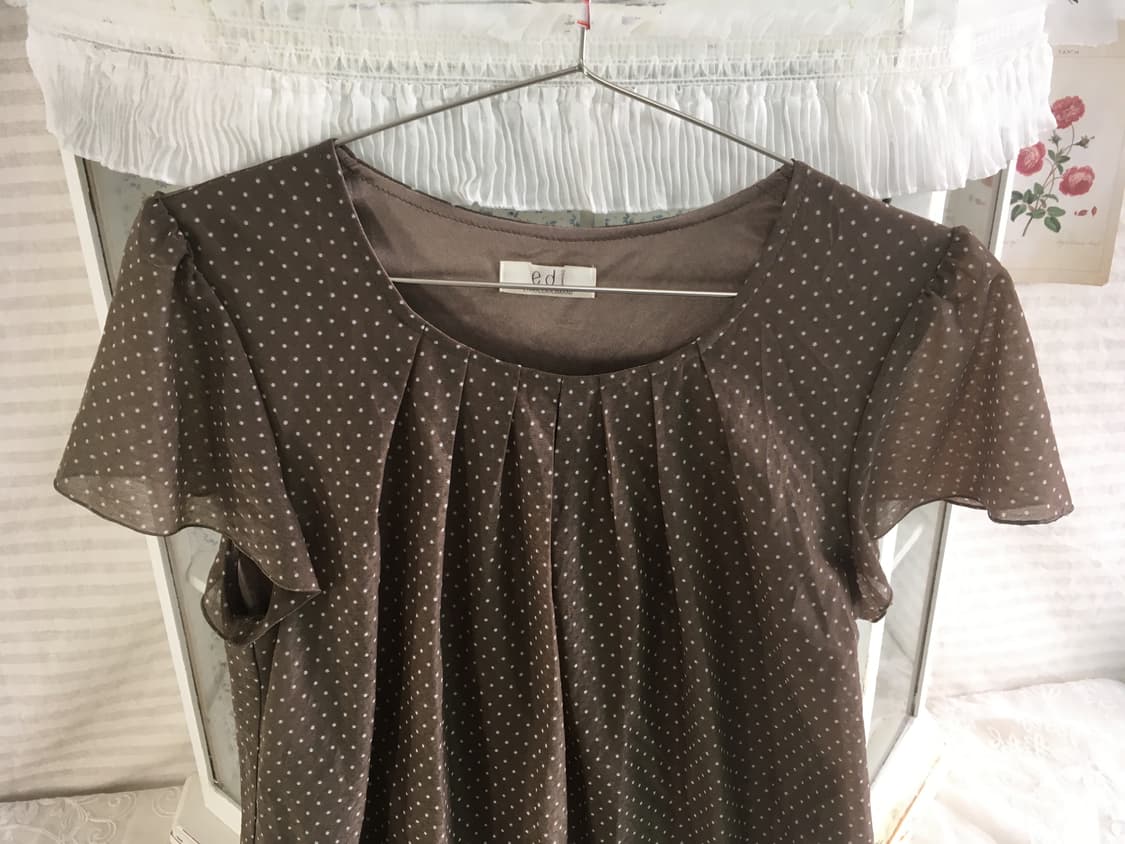 빈티지 브라운 도트 블라우스 상품이미지2