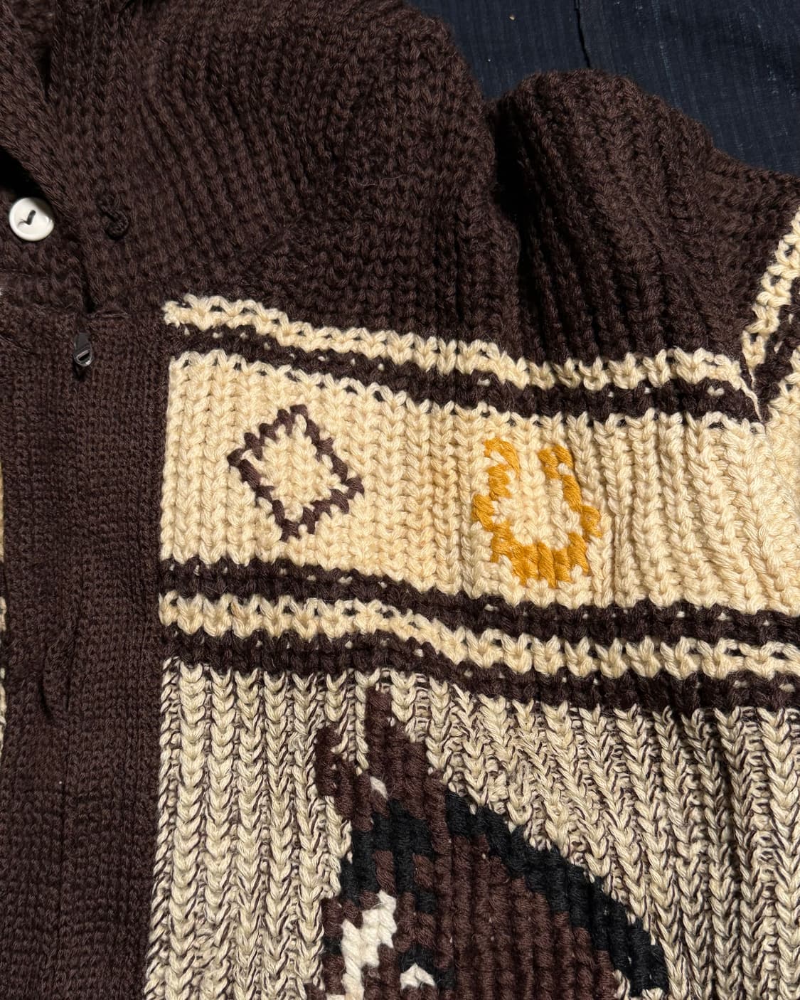 (70s 라이트닝지퍼) 70s Caldwell 홀스패턴 코위찬 스웨터 L 상품이미지4