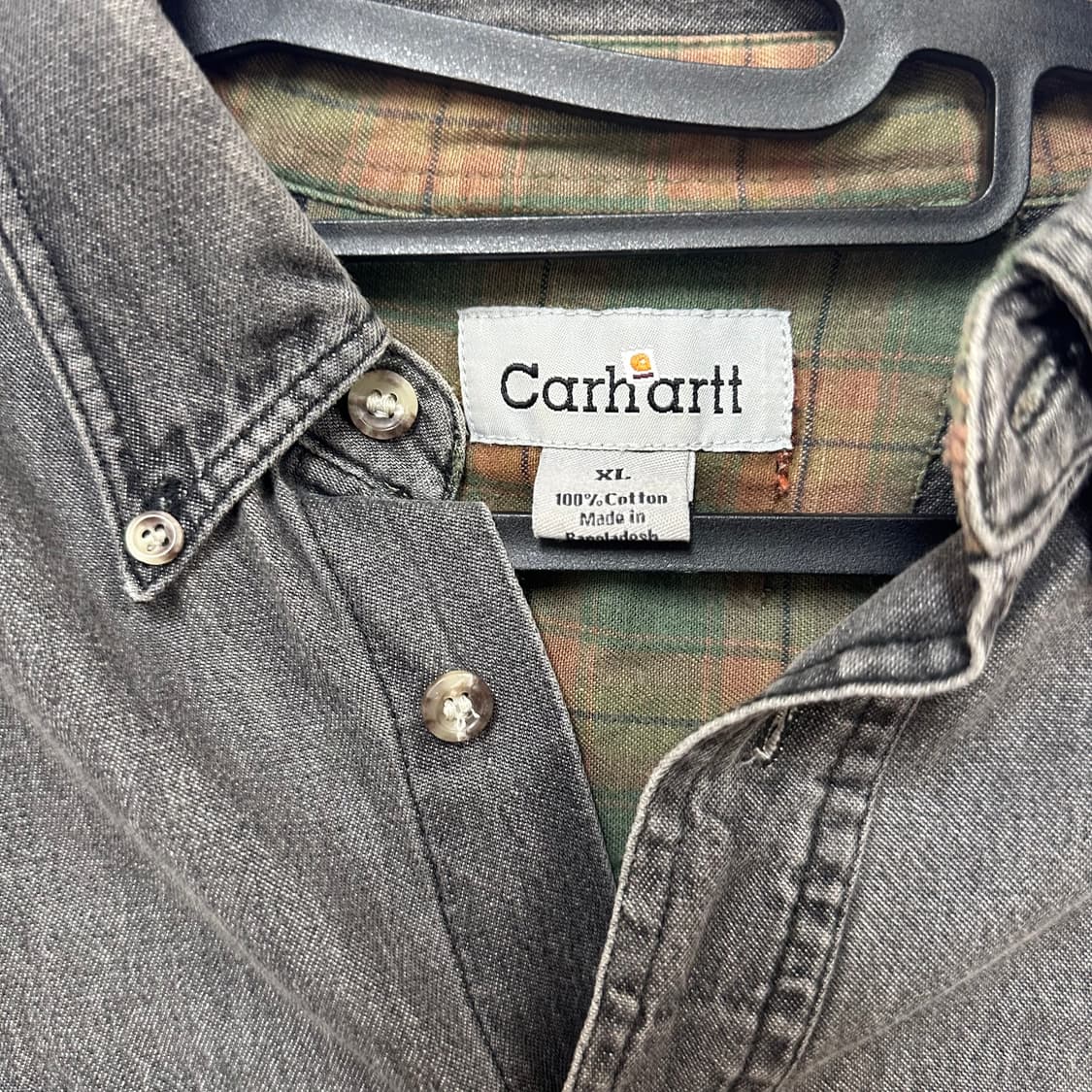 s급 칼하트 오버핏 흑청 데님셔츠 XL105 상품이미지4