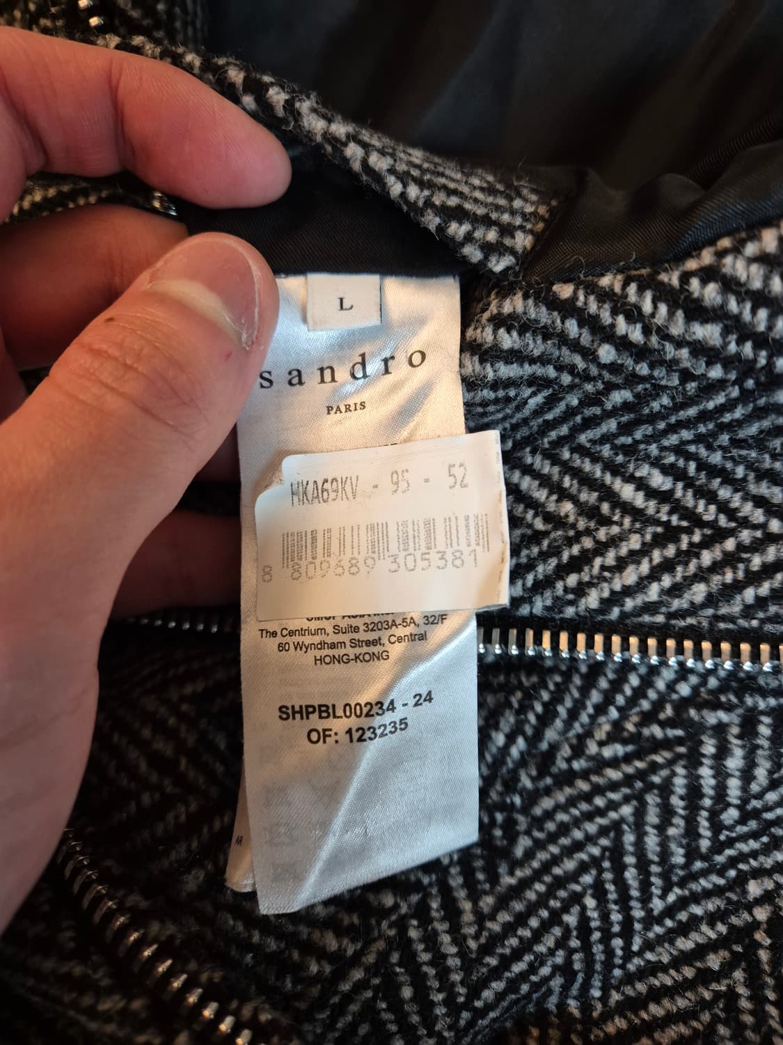 산드로옴므 시어링 양털자켓 헤링본 L 상품이미지4