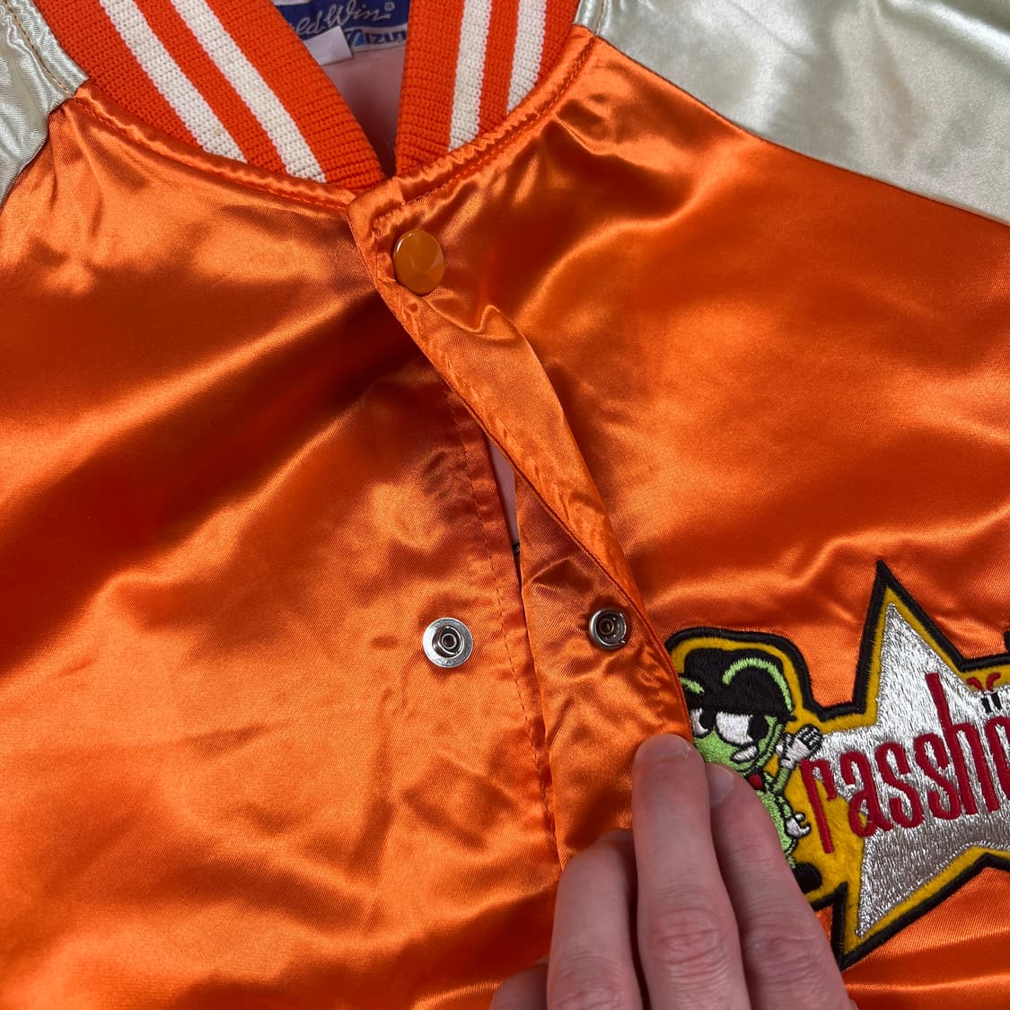 90’s 미즈노 mizuno rasshoppers 팀 사틴자켓  상품이미지5