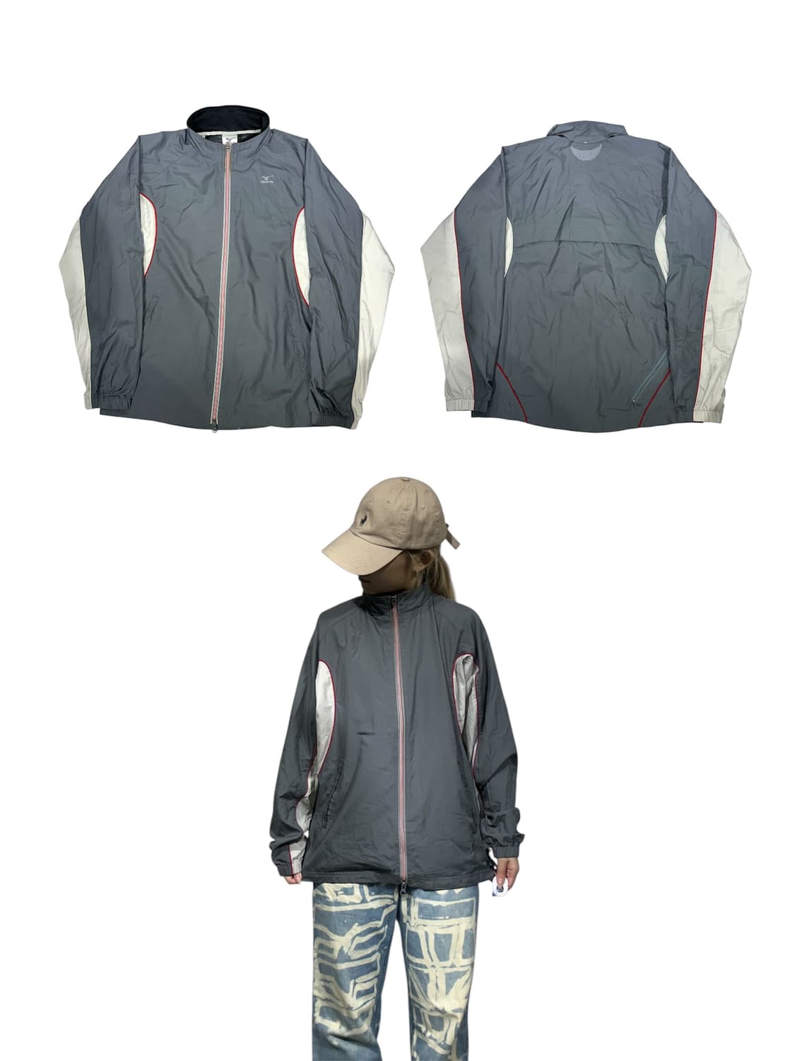 미즈노 그레이 오버핏 바람막이 자켓 M 상품이미지1