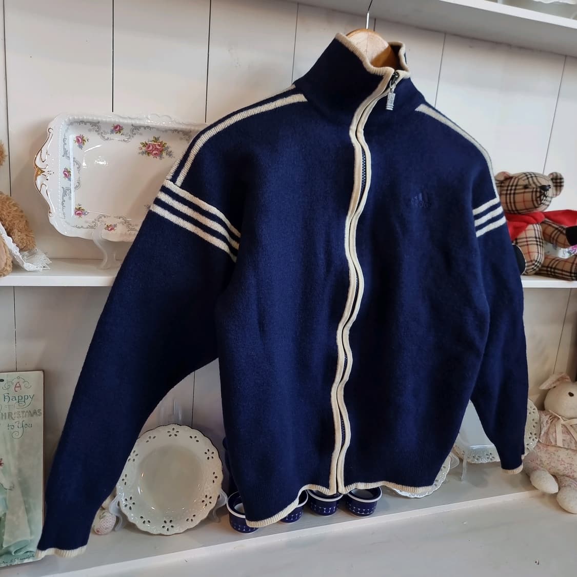 아디다스 네이비 3라인 집업 니트 가디건 상품이미지4