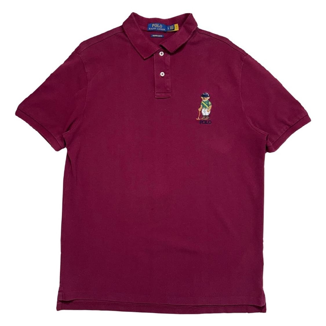 RALPH LAUREN 베어 반팔 카라티 버건디 L 상품이미지1