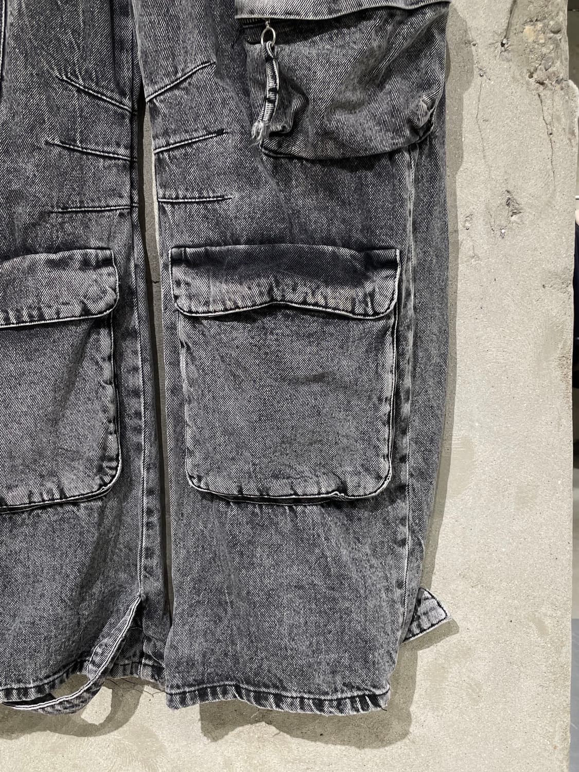 자라 흑청 유틸리티 와이드 카고 데님 팬츠 상품이미지5