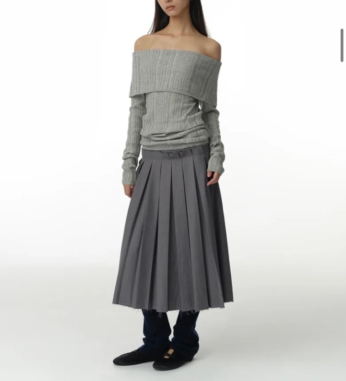 미착용) 밀로 우먼 버클 플리츠 스커트 그레이 치마 상품이미지1