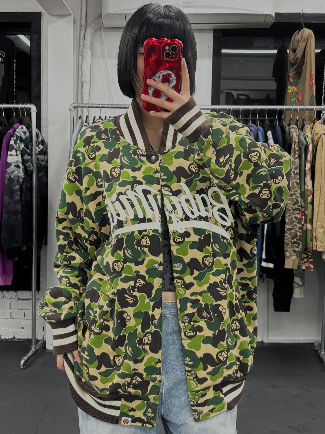 베이프 베이비 마일로 카모 바시티 자켓 상품이미지3