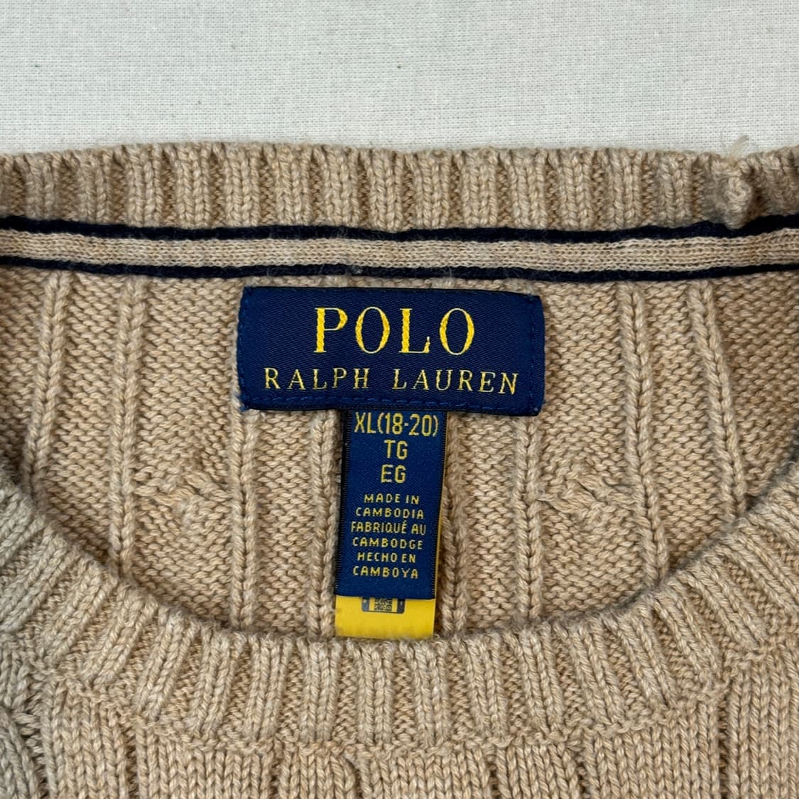 M) 폴로 랄프로렌 케이블 꽈배기 니트 탄 브라운 신형 큐알탭 상품이미지6