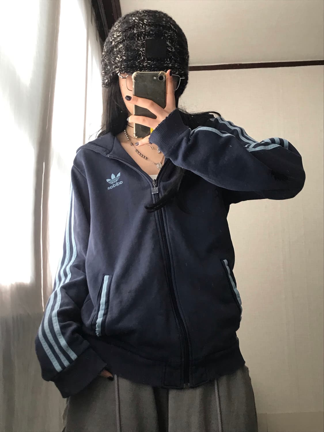 아디다스 00s 네이비 연하늘 후드집업 상품이미지2