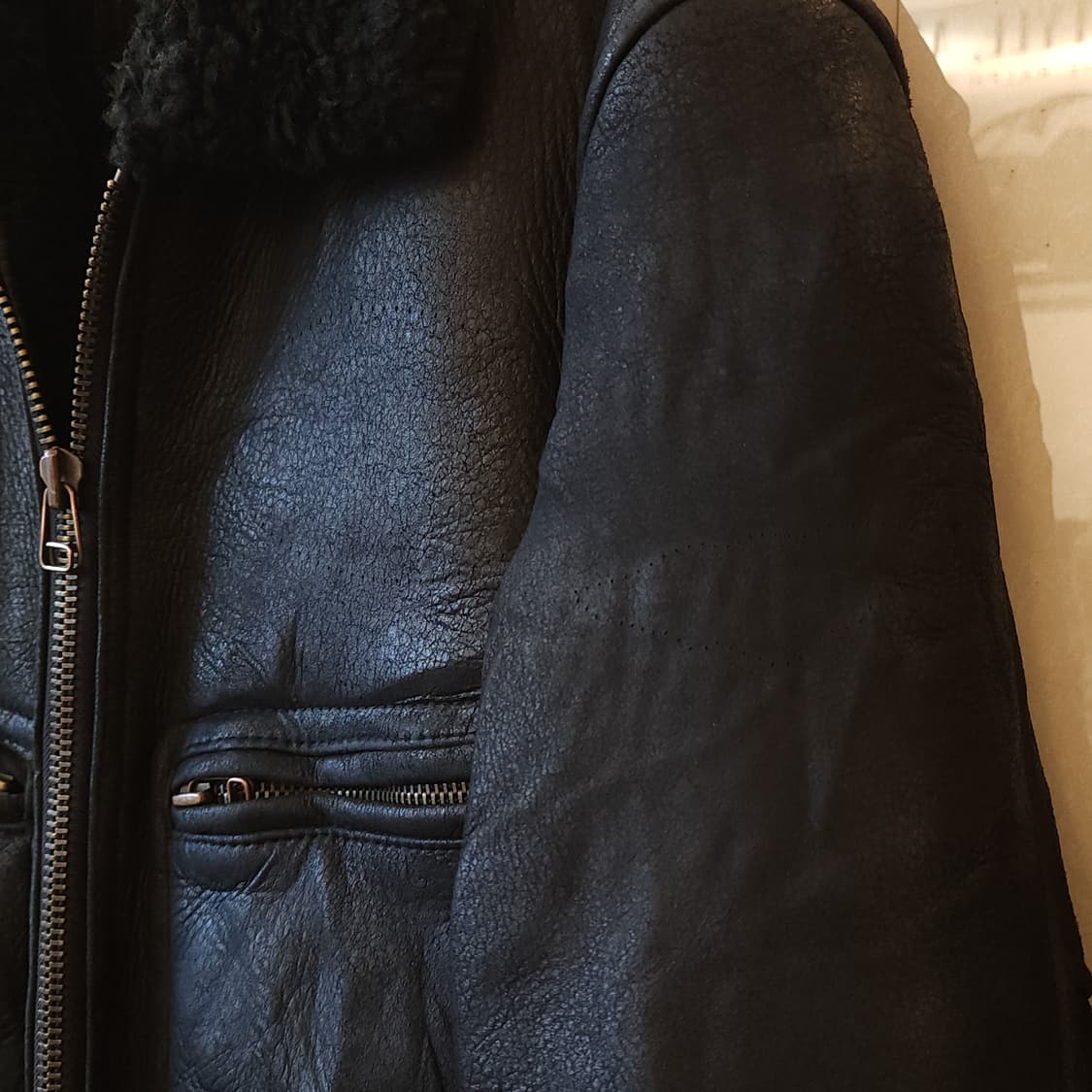 00년대 할리 데이비슨 무스탕 레더 봄버 자켓 F 상품이미지6