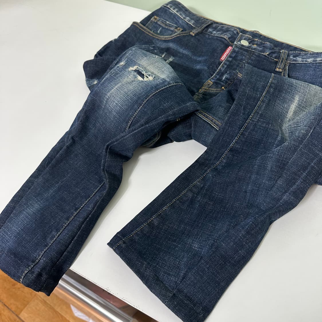 48 M 디스퀘어드2 페인팅 찢청 바이커진 상품이미지4