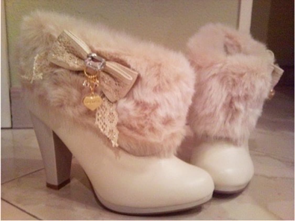 리즈리사 히메갸루 달천깔 퍼 레이스 리본 부츠 폼폼 라떼갸루 디마럽 상품이미지1