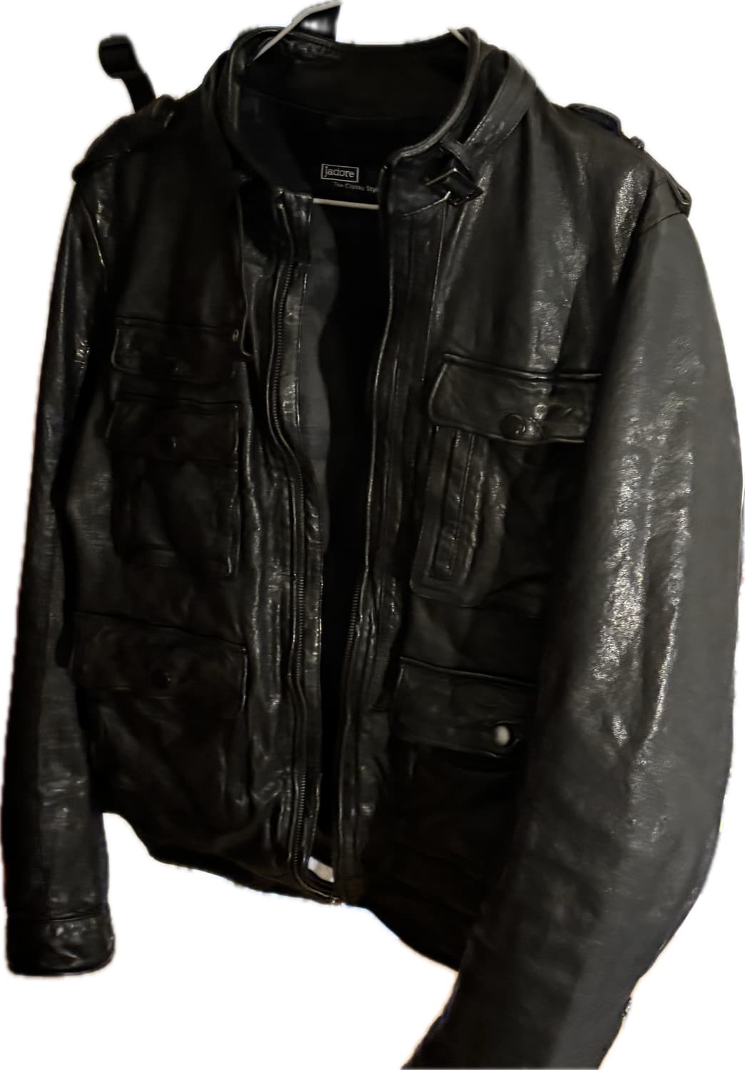 웨스턴 무드 이테리 램스킨 양가죽 절개 포켓 레더 자켓 상품이미지5