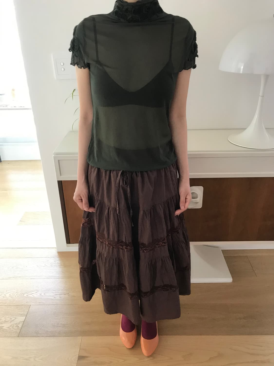 vintage brown lace skirt 상품이미지4
