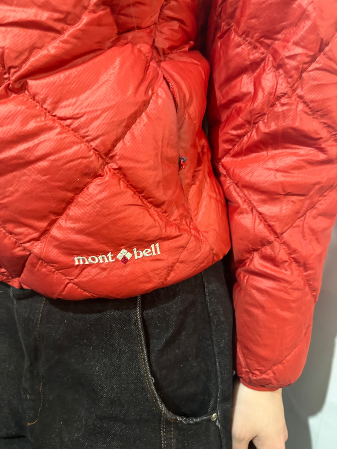 90s 몽벨 빈티지 레드 경량 다운 상품이미지3