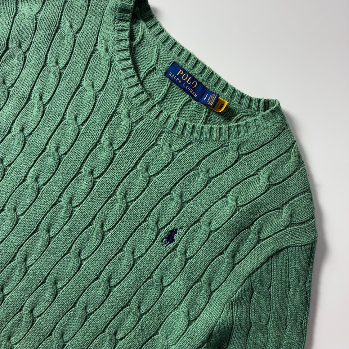 Polo  폴로 랄프로렌 신형 자수 코튼 라이트그린 꽈배기 니트  상품이미지3