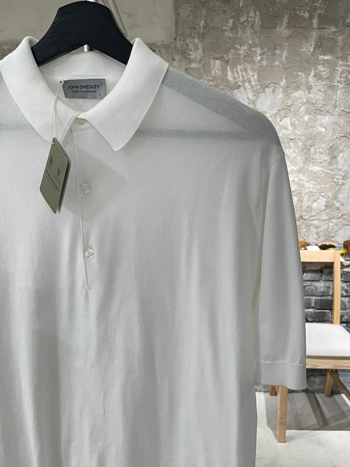 존 스메들리 화이트 스탠다드 핏 아드리안 하프 니트 상품이미지3