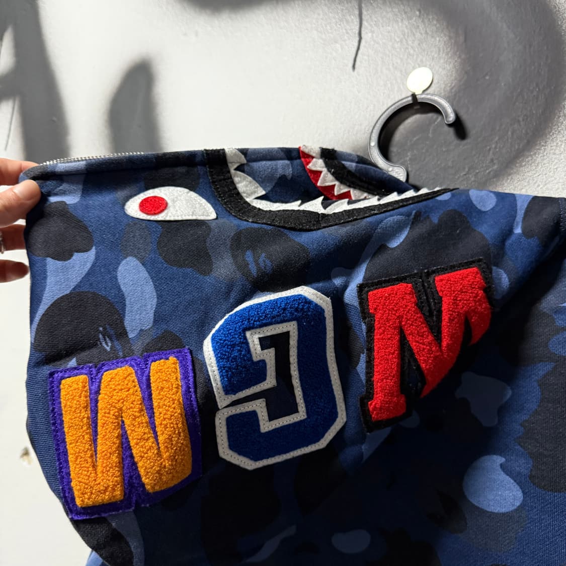 베이프 블루 카모 청계 샤크 풀 집업 후디 상품이미지6