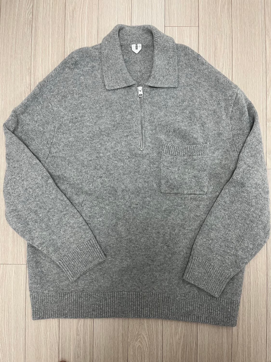 [L]아르켓 그레이 하프넥 집업 니트 상품이미지1