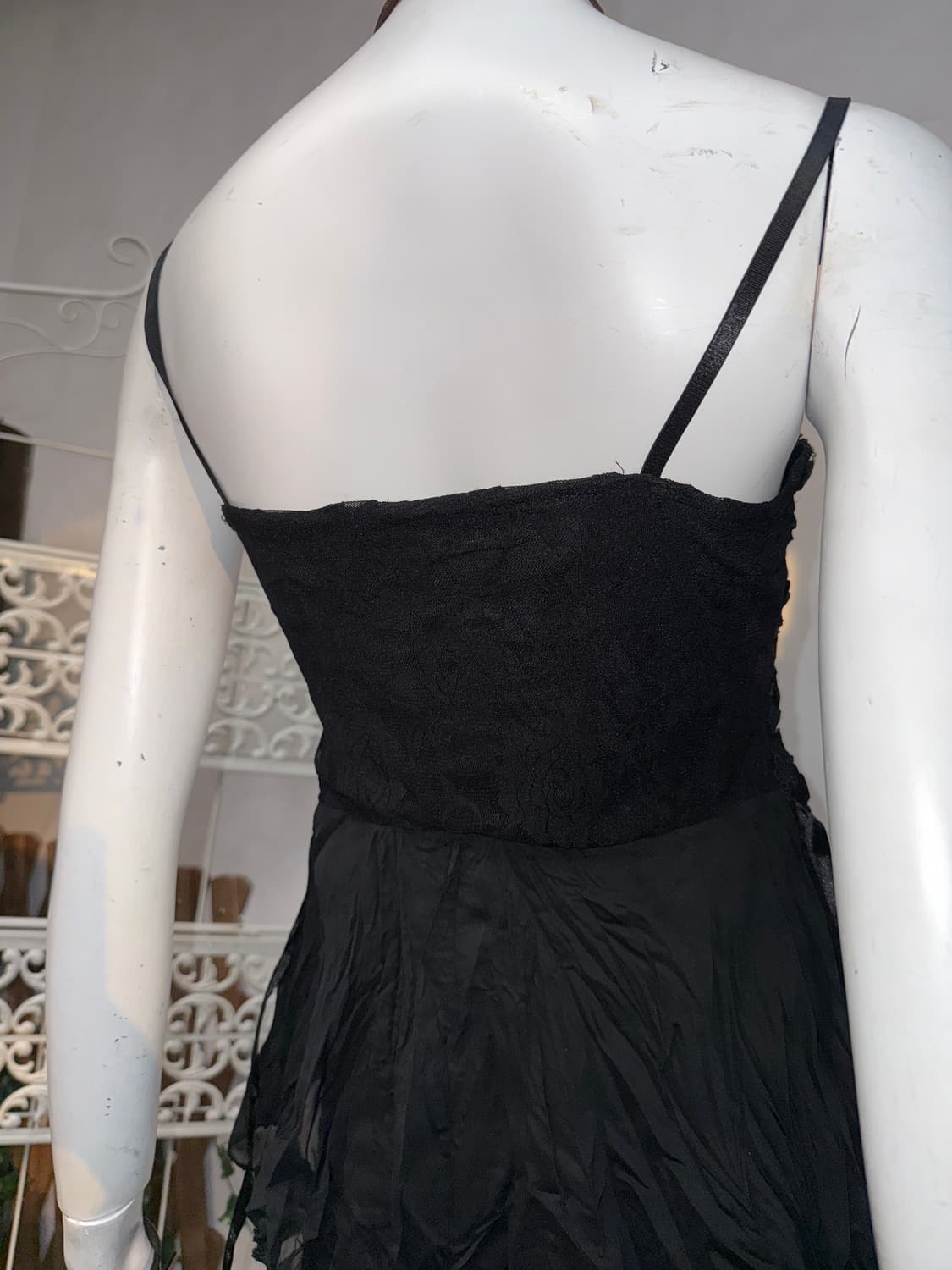 Black oriental floral chiffon sleeveless 상품이미지4