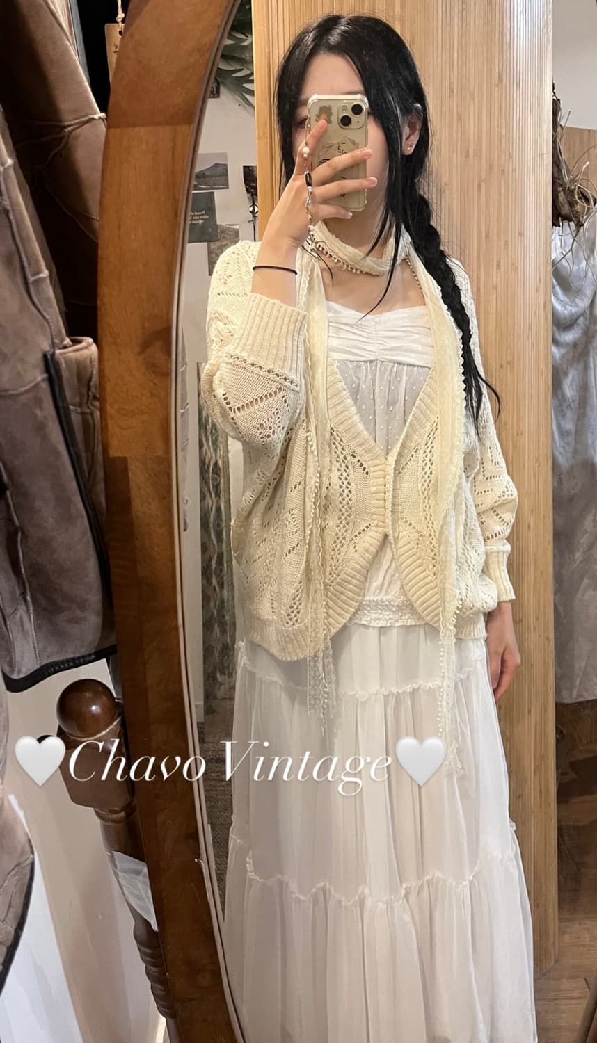 빈티지 모리 화이트롱 스커트 코디세트 상품이미지3