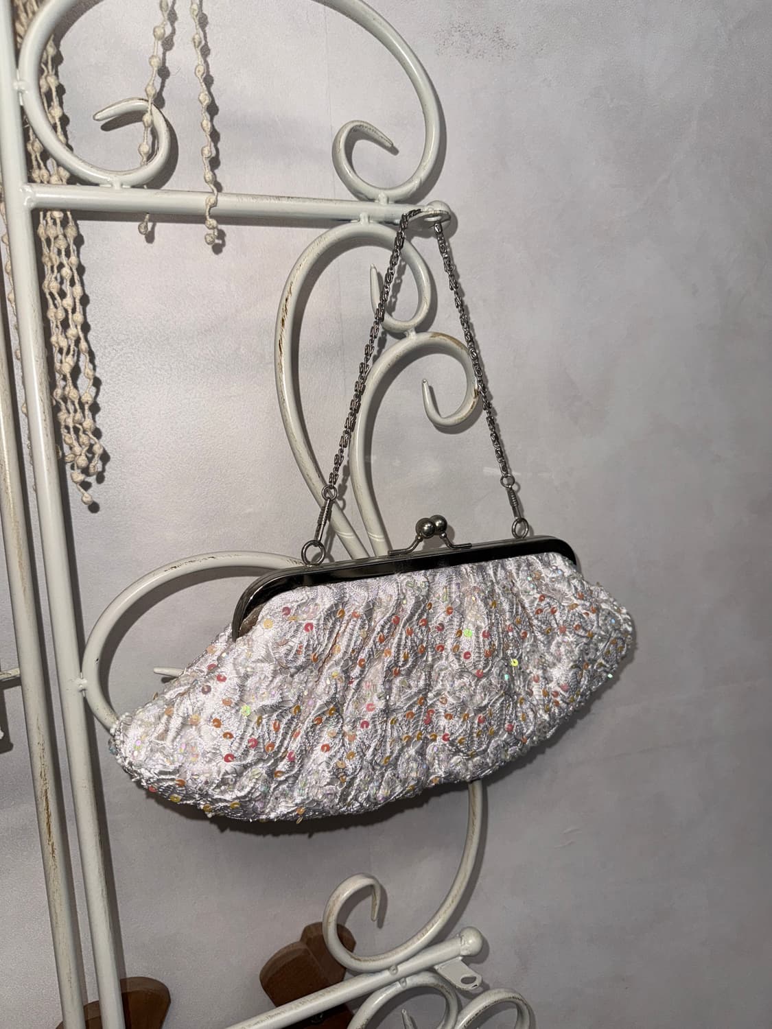 White fairy spangled beads chain bag 상품이미지2