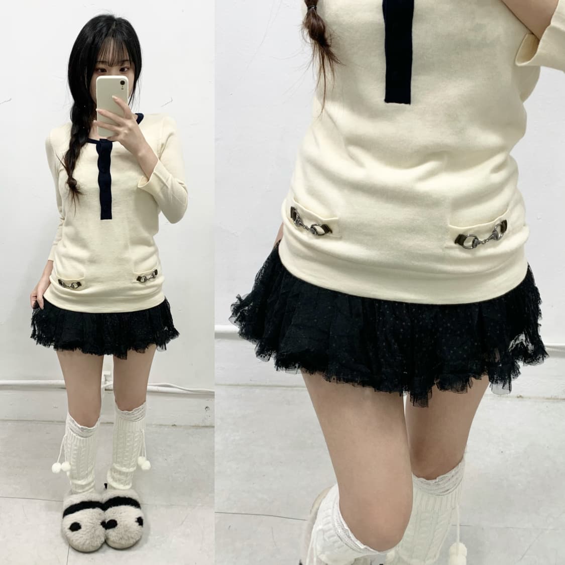 [ESTNATION] 로걀 아이보리 버클 니트 상품이미지1