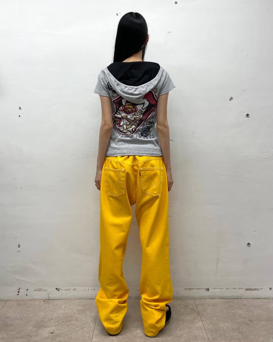 Back Dracula Rose Gray Hooded T-Shirt 상품이미지6