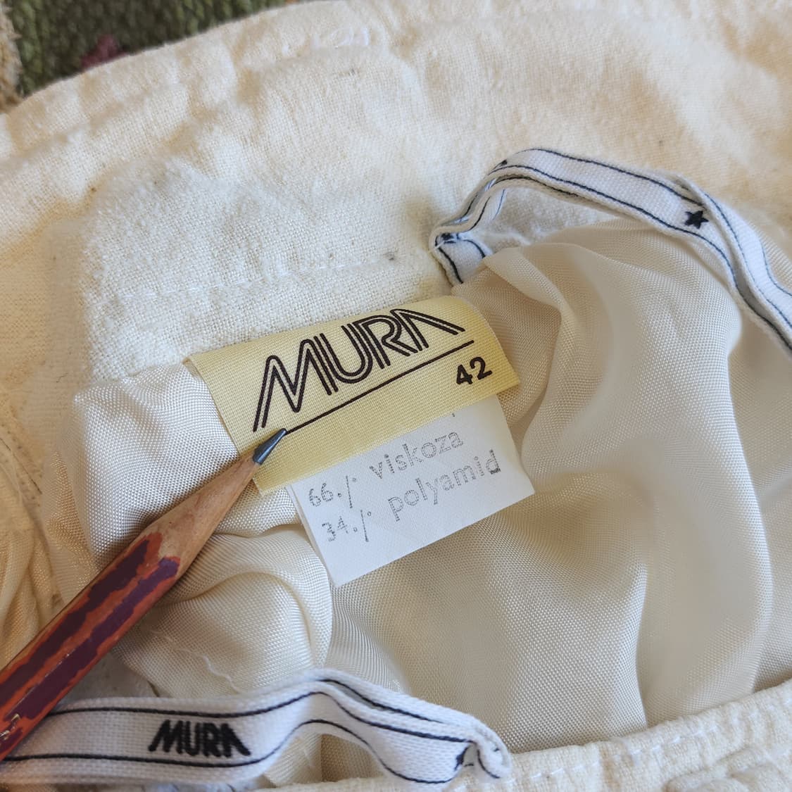 90s 빈티지 스커트 유럽  화이트 스커트 100%실크 mura 상품이미지8