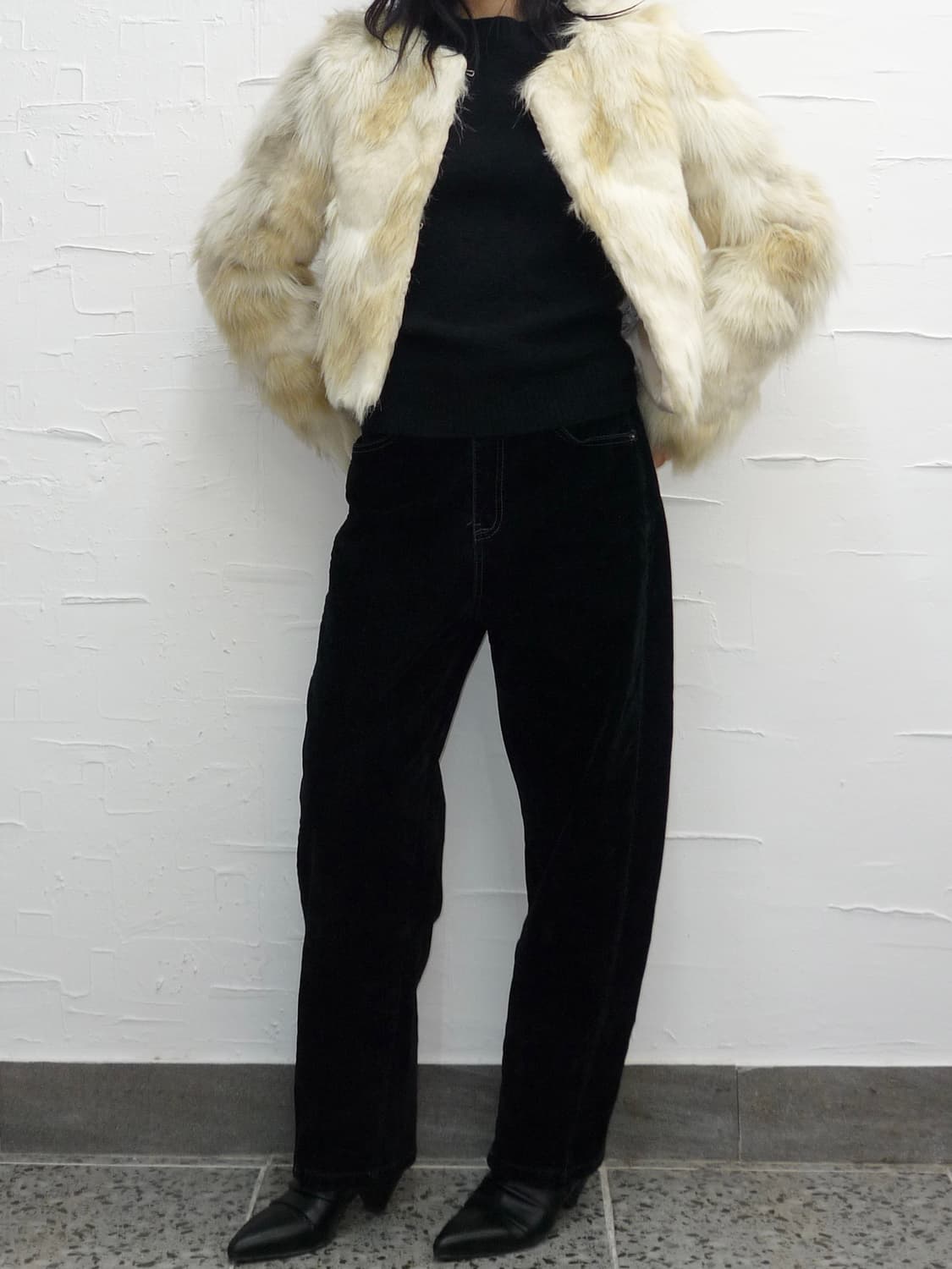 White ivory fur jacket 상품이미지4