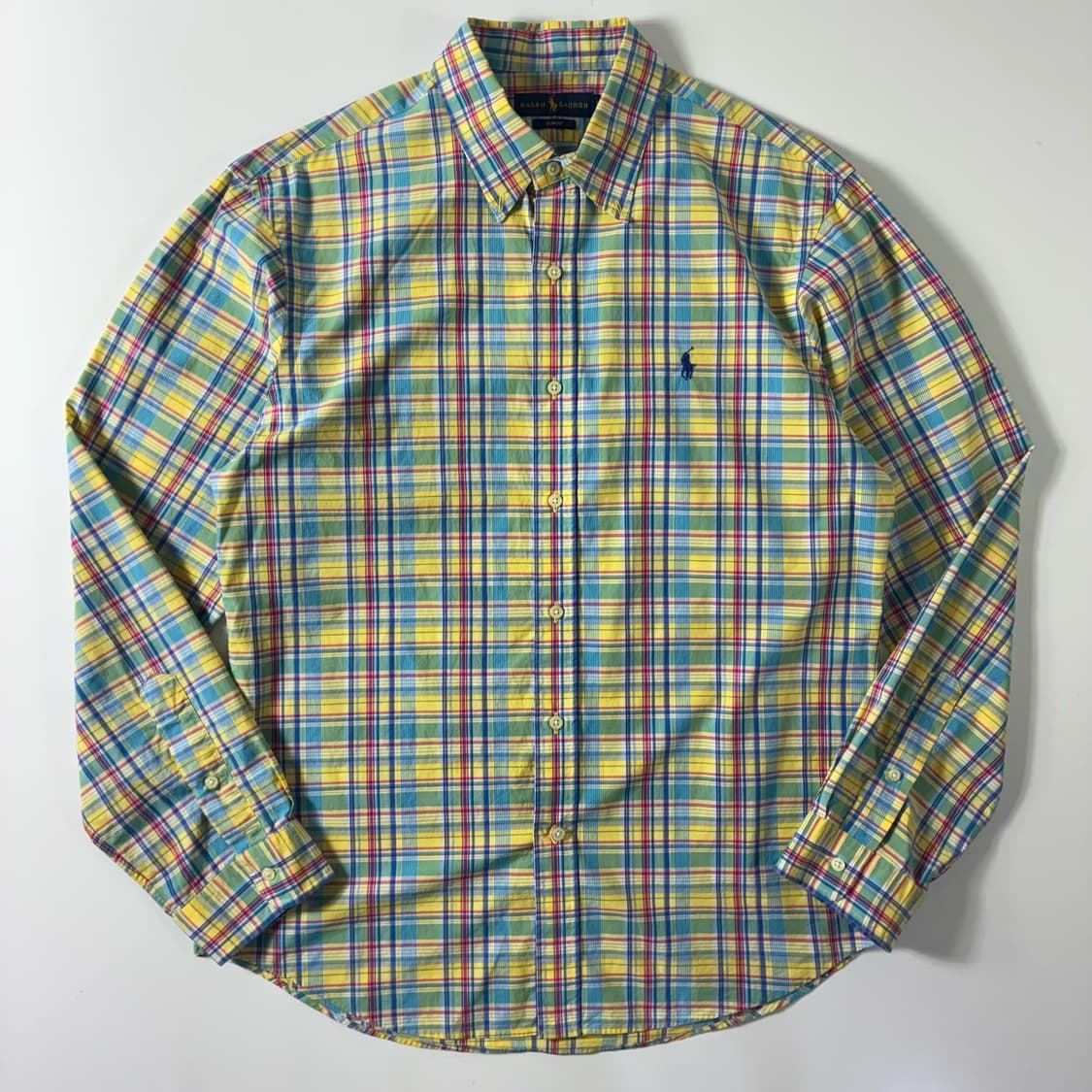 Polo  폴로 랄프로렌 자수 코튼 옐로우 체크셔츠  상품이미지1