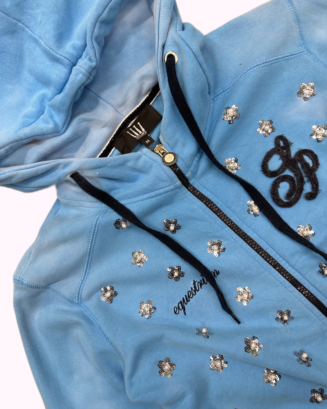 spangle flower blue hood zip-up 상품이미지4