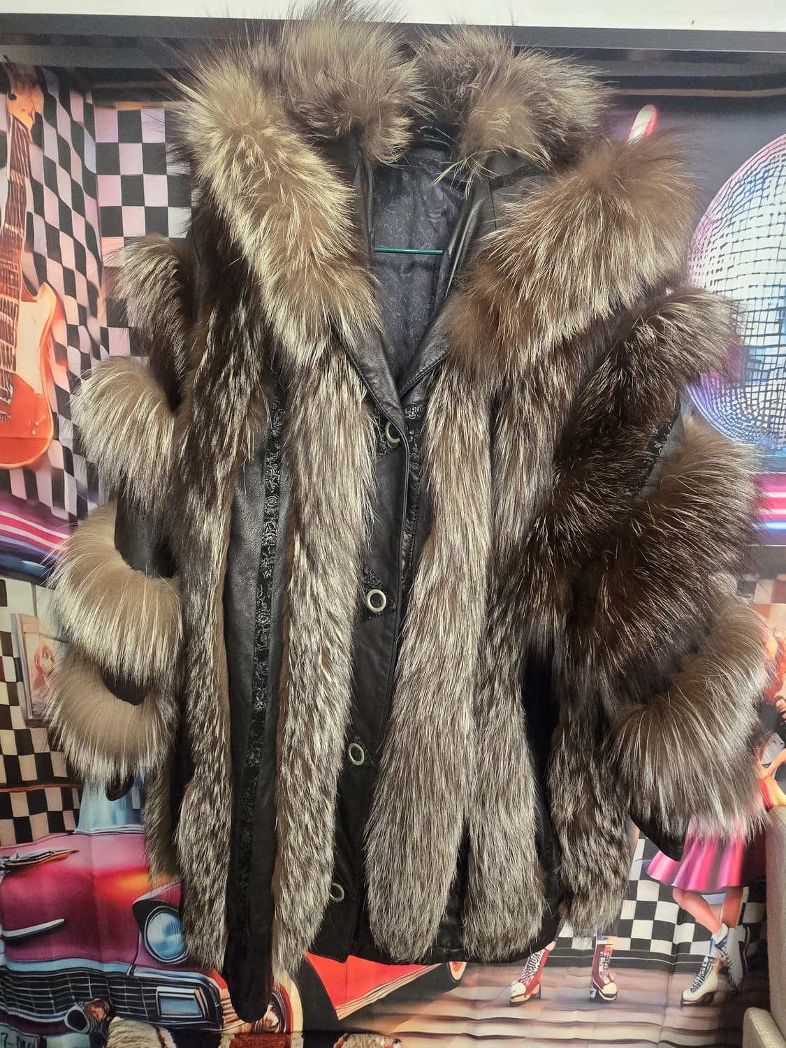 TP. DOTHILLEN 시카폭스 퍼 후드 가죽코트 상품이미지1