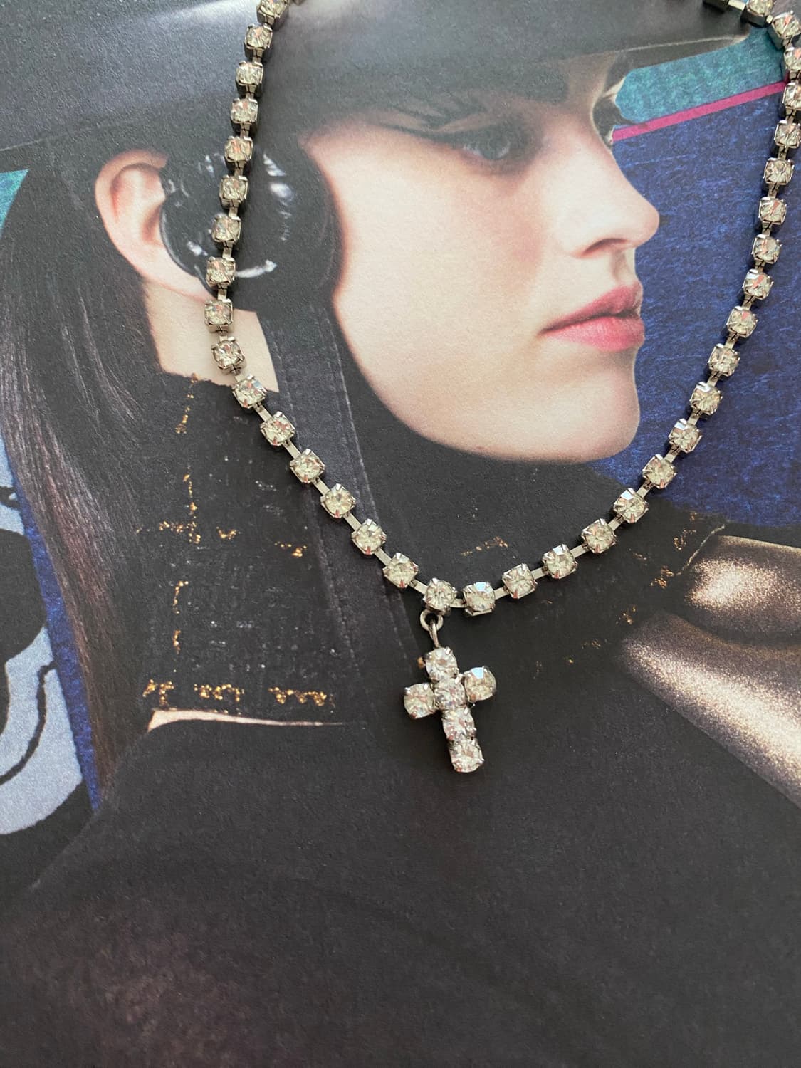 빈티지 십자가 큐빅 목걸이 초커 y2k 주얼리 악세사리 상품이미지5