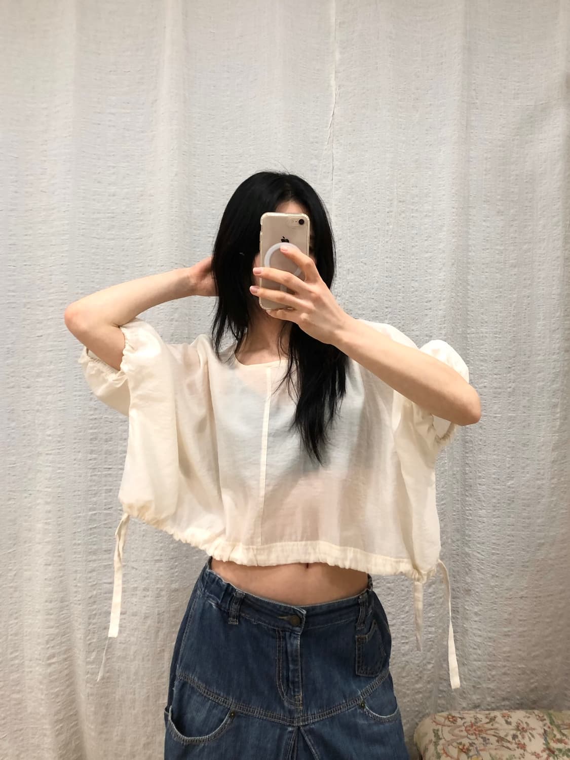 Drawstring Drape Blouse 상품이미지1