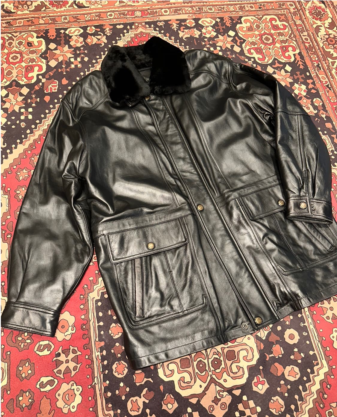 ( 2XL ) 가죽자켓 가죽코트 가죽카코트 빅사이즈가죽 오버핏가죽 상품이미지2